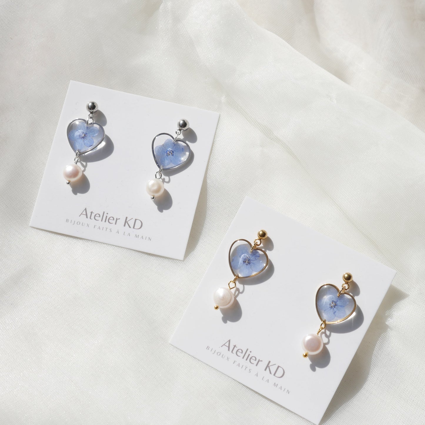 Boucles d'oreilles Perla myosotis - coeur - Velora