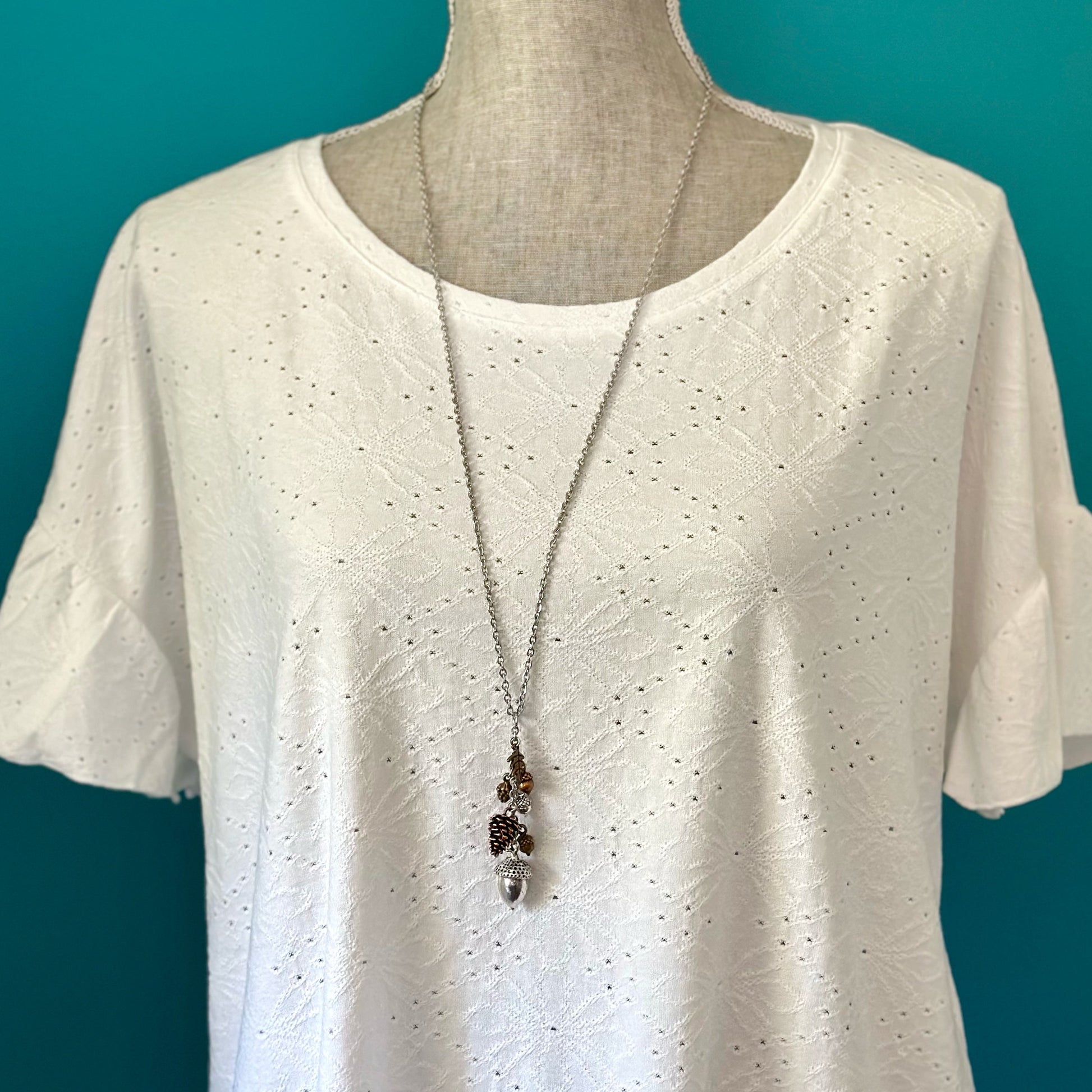 Acorn & Pinecone Necklace – Fall Woodland Pendant Gift - Velora