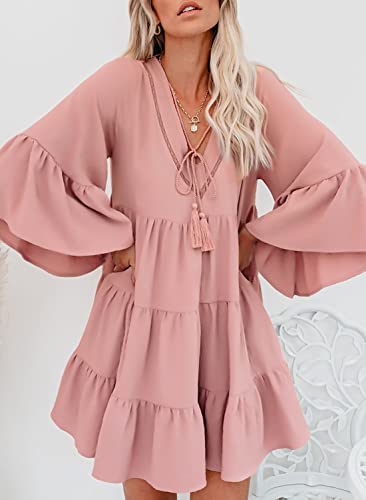 AILUNSNIKA Women Long Sleeve Mini Dress - Velora Luxury Fashion