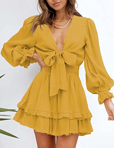 AILUNSNIKA Women's Knotted Tiered Mini Dress - Velora Luxury Fashion