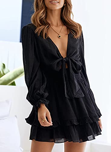 AILUNSNIKA Women's Knotted Tiered Mini Dress - Velora Luxury Fashion