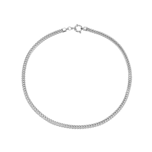 ALICE Silver (White Gold): Chunky Link Chain Necklace with Ring Fastener Pendant - Velora Luxury Fashion
