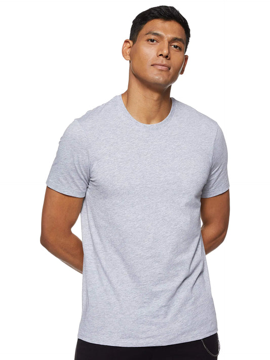 AX Armani Exchange Mens Solid Colored Basic Pima Crew Neck Heather Grey Small - Velora Luxury Fashion