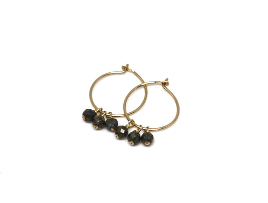 Pyrite Small Hoop Earrings in Gold - Velora