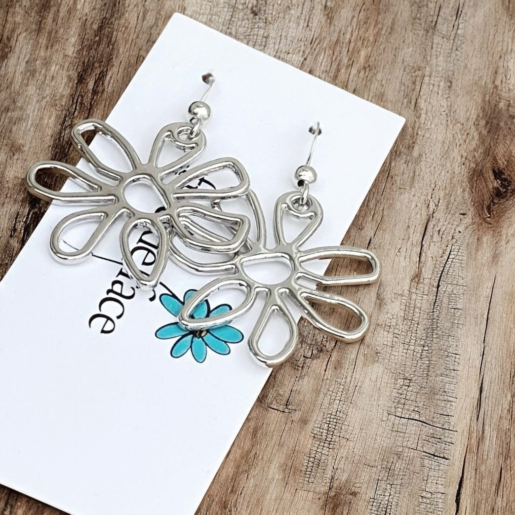 Abstract Flower Earrings – Lightweight Statement Hook Earrings - Velora Luxury Fashion