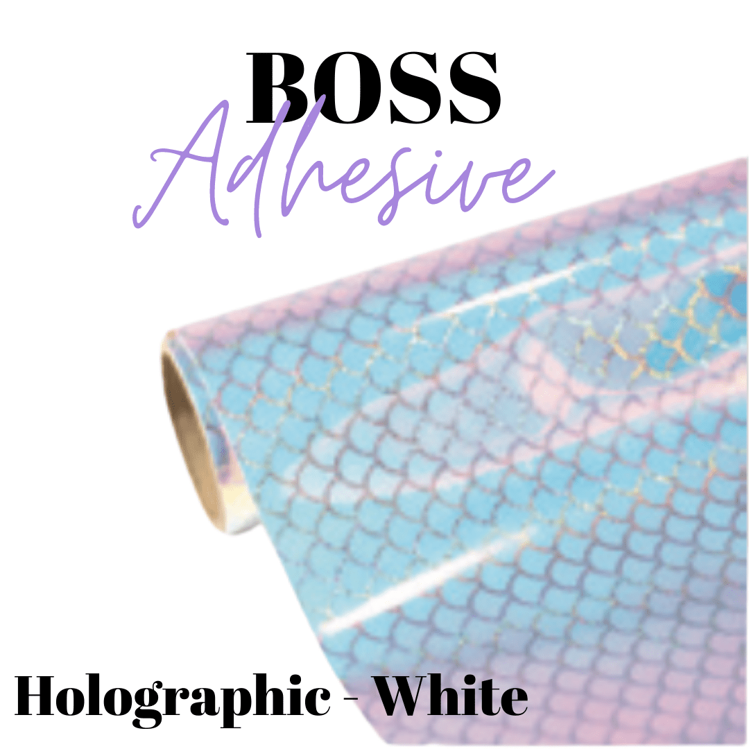 Adhesive Vinyl- Boss Adhesive - HOLO WHITE FISH SCALE - Velora Luxury Fashion