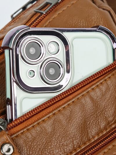 Adjustable Strap PU Leather Shoulder Bag - Velora Luxury Fashion