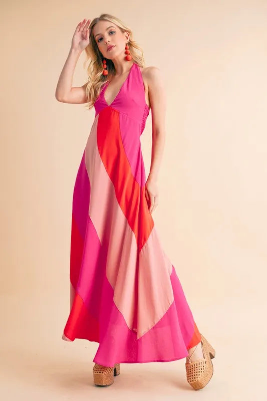 Aemi+Co Color Block Sleeveless Maxi Dress - Velora Luxury Fashion