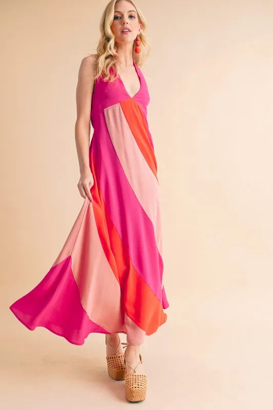 Aemi+Co Color Block Sleeveless Maxi Dress - Velora Luxury Fashion