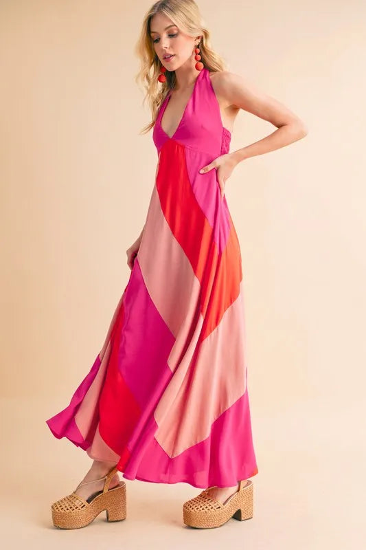 Aemi+Co Color Block Sleeveless Maxi Dress - Velora Luxury Fashion