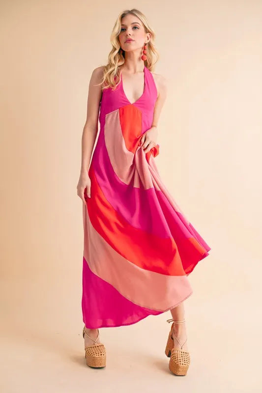 Aemi+Co Color Block Sleeveless Maxi Dress - Velora Luxury Fashion