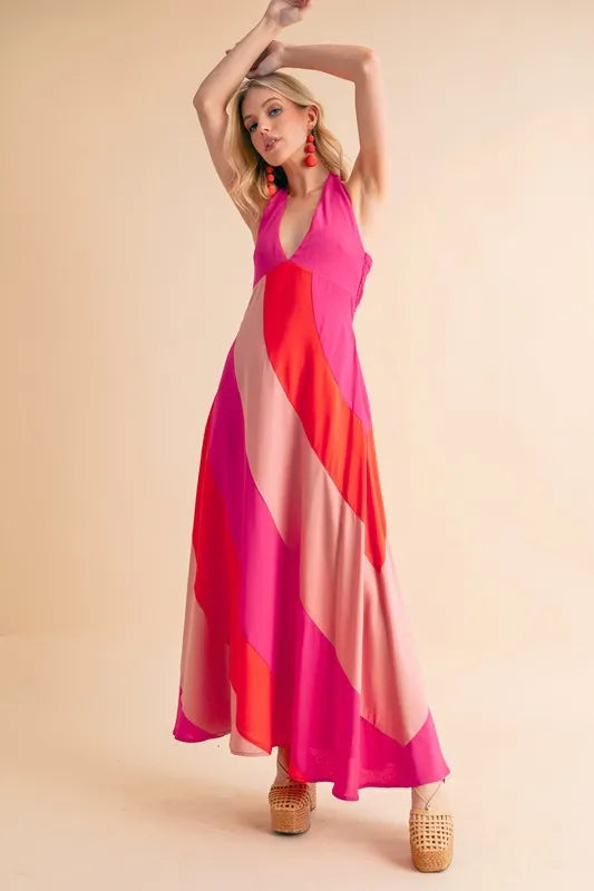 Aemi+Co Color Block Sleeveless Maxi Dress - Velora Luxury Fashion