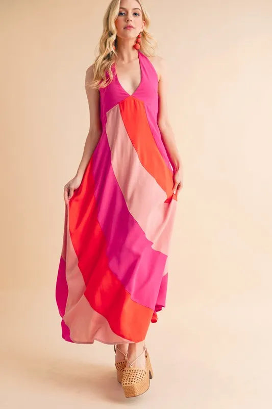 Aemi+Co Color Block Sleeveless Maxi Dress - Velora Luxury Fashion