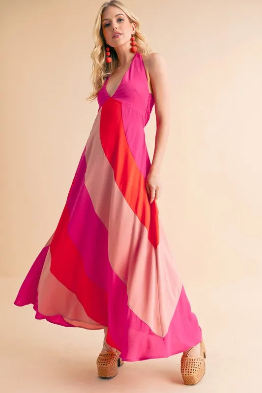 Aemi+Co Color Block Sleeveless Maxi Dress - Velora Luxury Fashion