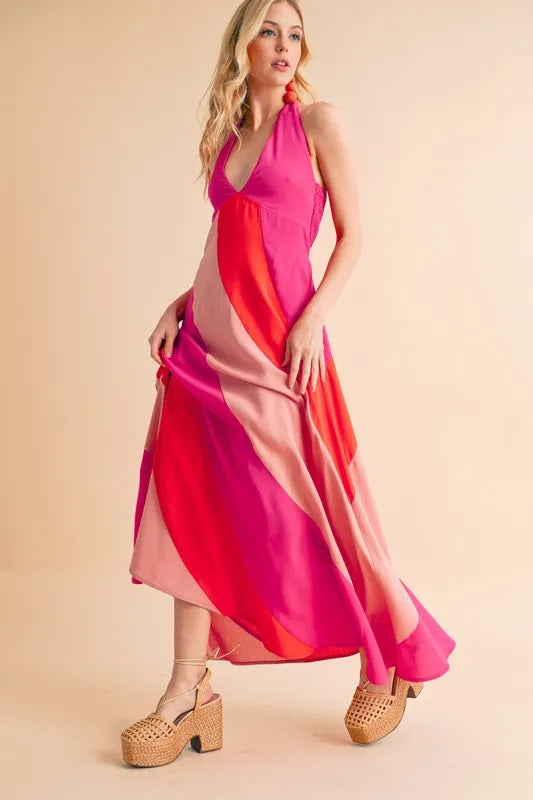 Aemi+Co Color Block Sleeveless Maxi Dress - Velora Luxury Fashion