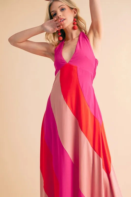 Aemi+Co Color Block Sleeveless Maxi Dress - Velora Luxury Fashion