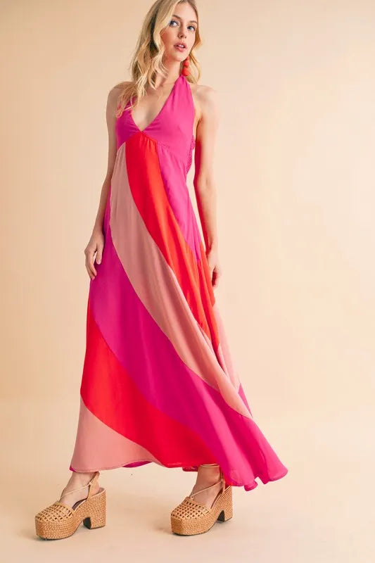 Aemi+Co Color Block Sleeveless Maxi Dress - Velora Luxury Fashion