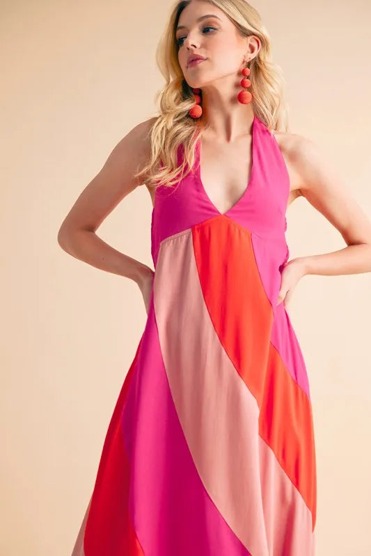 Aemi+Co Color Block Sleeveless Maxi Dress - Velora Luxury Fashion