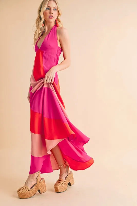 Aemi+Co Color Block Sleeveless Maxi Dress - Velora Luxury Fashion