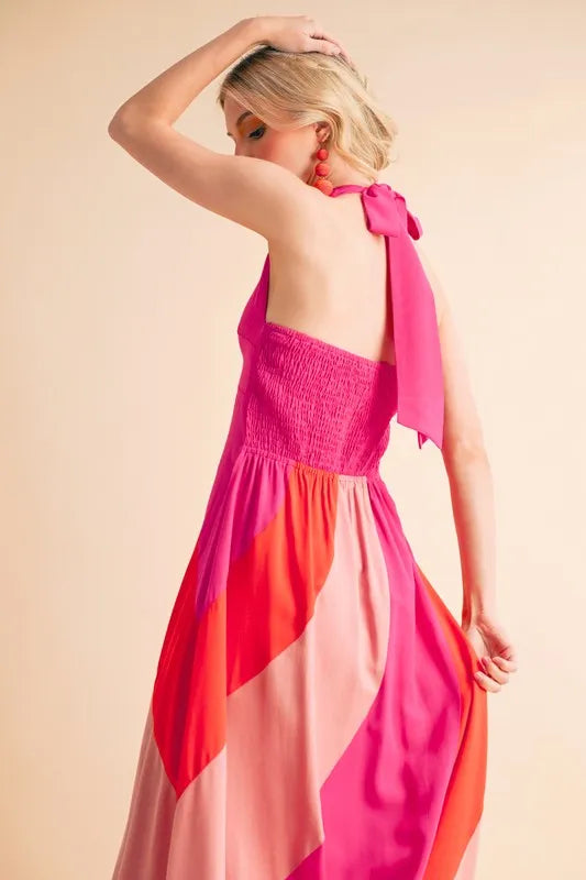 Aemi+Co Color Block Sleeveless Maxi Dress - Velora Luxury Fashion