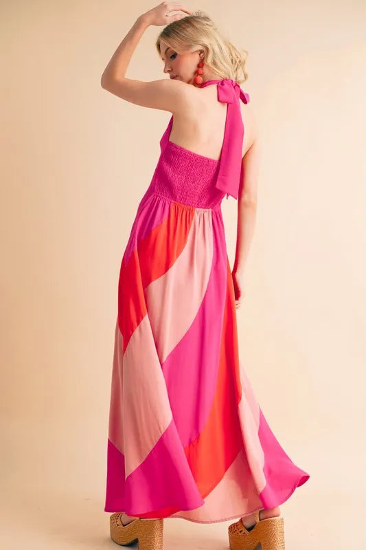 Aemi+Co Color Block Sleeveless Maxi Dress - Velora Luxury Fashion