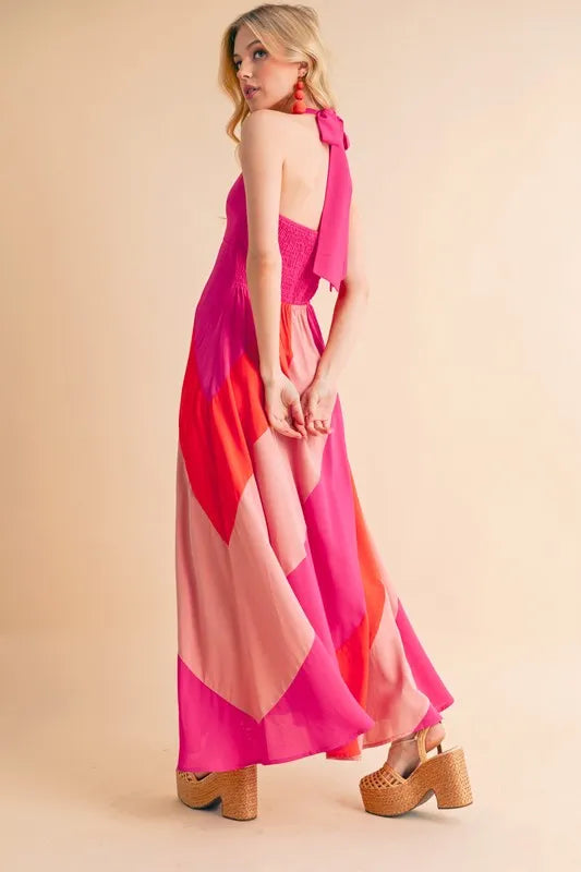Aemi+Co Color Block Sleeveless Maxi Dress - Velora Luxury Fashion