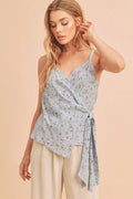 Aemi + Co Ditsy Floral Surplice Adjustable Straps Cami - Velora Luxury Fashion