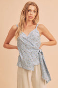 Aemi + Co Ditsy Floral Surplice Adjustable Straps Cami - Velora Luxury Fashion