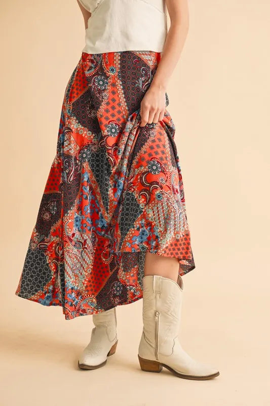 Aemi + Co Printed Maxi Skirt - Velora Luxury Fashion