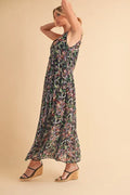 Aemi + Co Printed V-Neck Frill Tiered Cami Dress - Velora Luxury Fashion