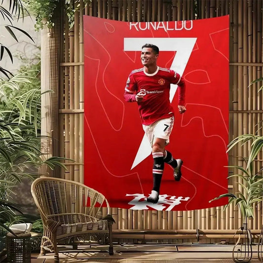 Ronaldo Football Party Tapestry Bohemian Soccer Star Wall Hanging Unique Sports Themed Decor for Bedrooms Man Caves Fan Caves Velora
