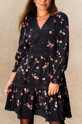 Agnes Black Floral Tiered Dress - Velora Luxury Fashion