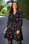 Agnes Black Floral Tiered Dress - Velora Luxury Fashion