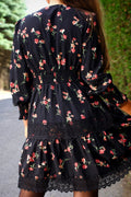 Agnes Black Floral Tiered Dress - Velora Luxury Fashion