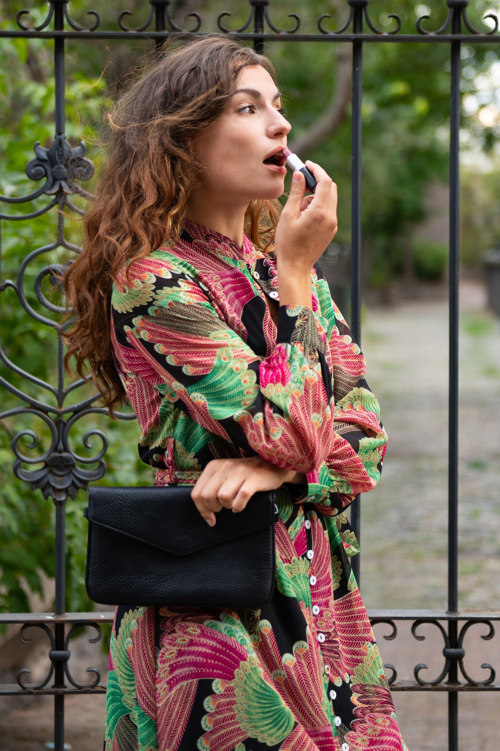 Anais Multi Feather Printed Shirt Dress Long Sleeves - Velora Luxury Fashion