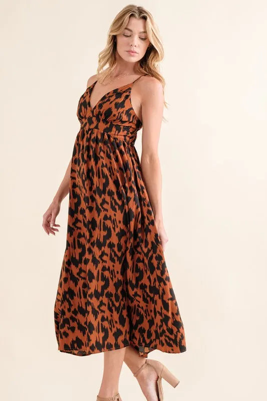 And The Why Leopard Print Plunge Maxi Dress - Velora Luxury Fashion