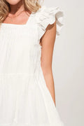 And The Why Origami Pleating Ruffled Sleeve Tiered Dress - Velora Luxury Fashion