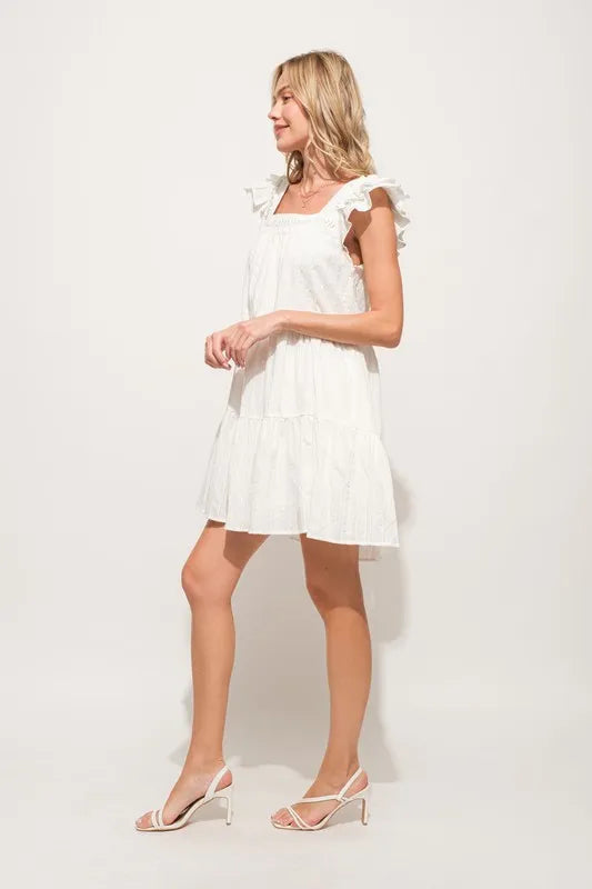 And The Why Origami Pleating Ruffled Sleeve Tiered Dress - Velora Luxury Fashion