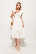 And The Why Ruffle Sleeve Front Smocked Tiered Midi Dress - Velora Luxury Fashion