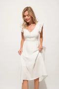 And The Why Ruffle Sleeve Front Smocked Tiered Midi Dress - Velora Luxury Fashion