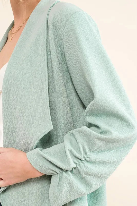 And The Why Stretch Non-Wrinkled Basic Open-Front Blazer - Velora Luxury Fashion