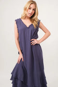 And The Why Washed Cotton Gauze Fringe Detail Tiered Dress - Velora Luxury Fashion