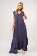 And The Why Washed Cotton Gauze Fringe Detail Tiered Dress - Velora Luxury Fashion