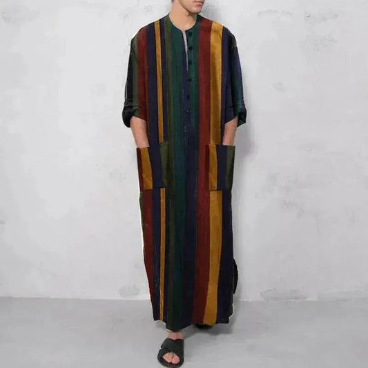 Arab Striped Printed Arab  Men's Robe