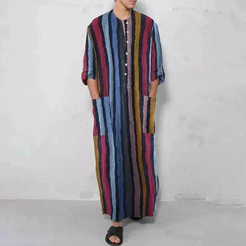 Arab Striped Printed Arab  Men's Robe