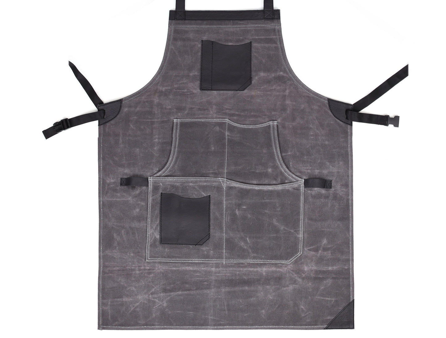 Arucas Leather Canvas Apron - Stress Grey - Velora Luxury Fashion