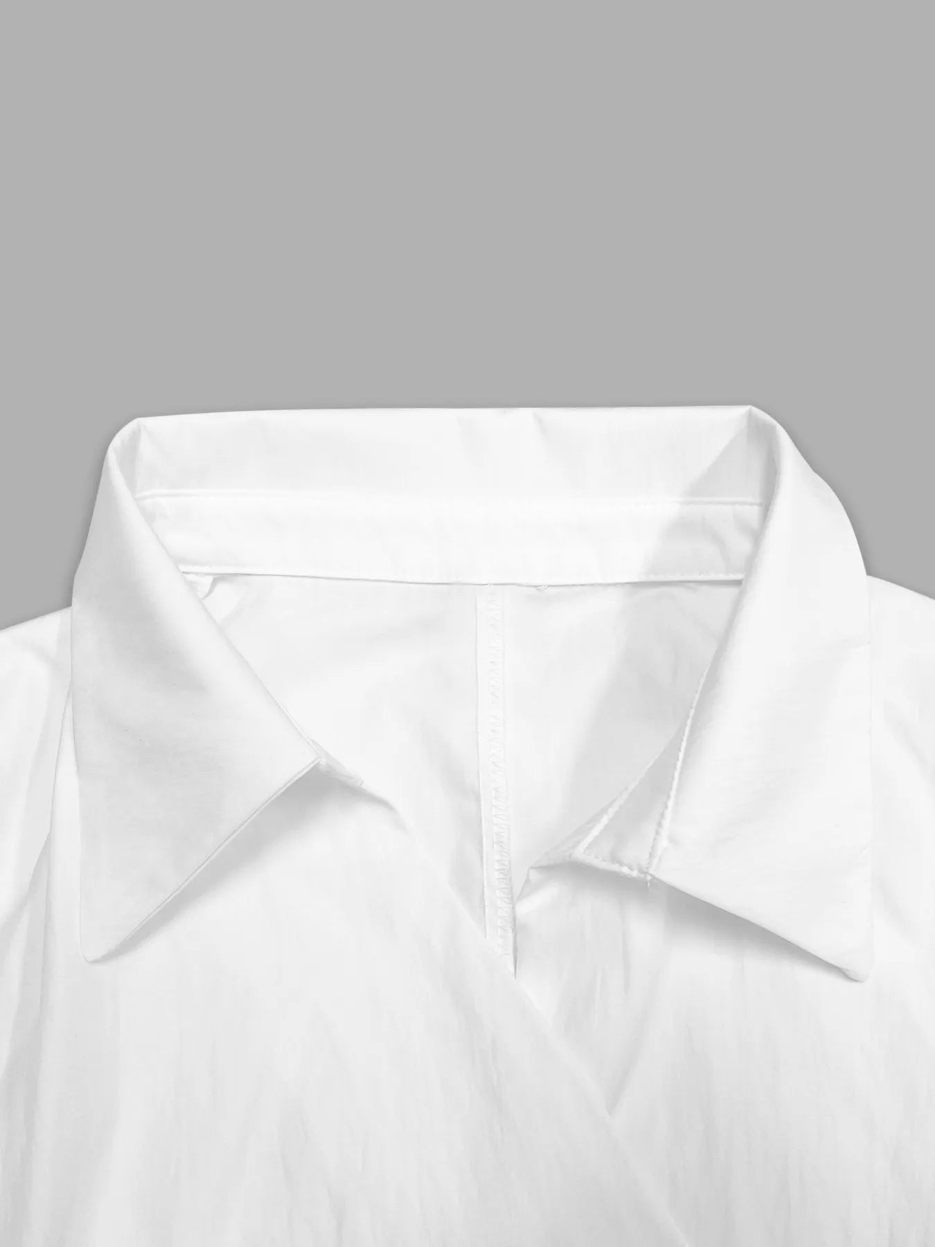 Asymmetric Collared Neck Long Sleeve Shirt - Velora Luxury Fashion