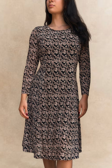 Audrey Floral Stretch Fit & Flare Dress - Velora Luxury Fashion