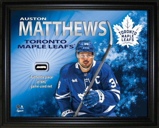 Auston Matthews Toronto Maple Leafs 16x20 PhotoGlass Display with Authentic Game-Used Net Piece - Velora Luxury Fashion