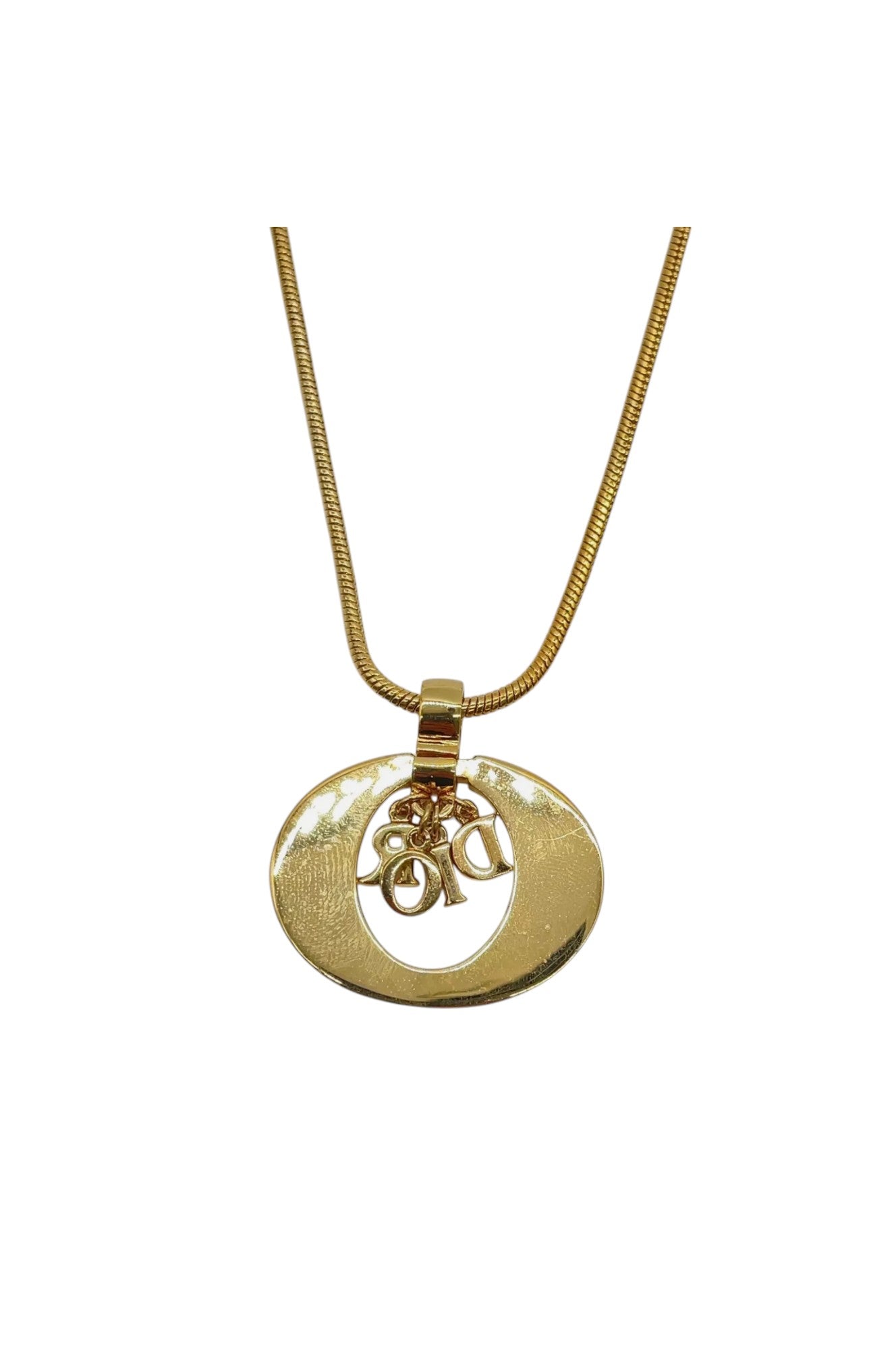 Auth Christian Dior CD logo/Rhinestone Pendant Necklace SK010207 - Velora Luxury Fashion